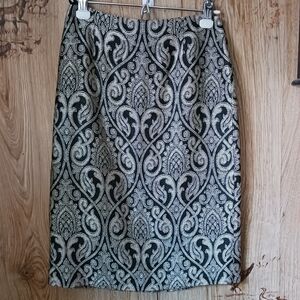 Talbots Collection Ornate Embroidered Wool Blend Pencil Skirt